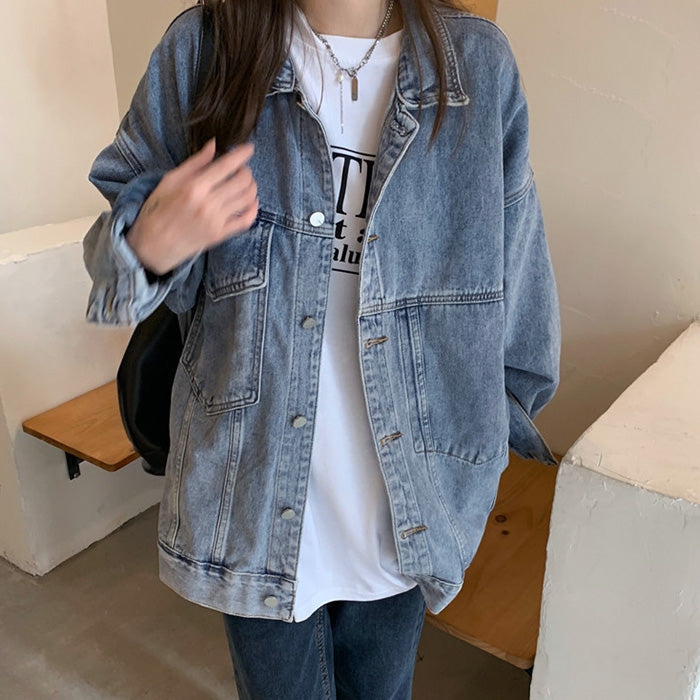 cozy up asymmetrical denim jacket