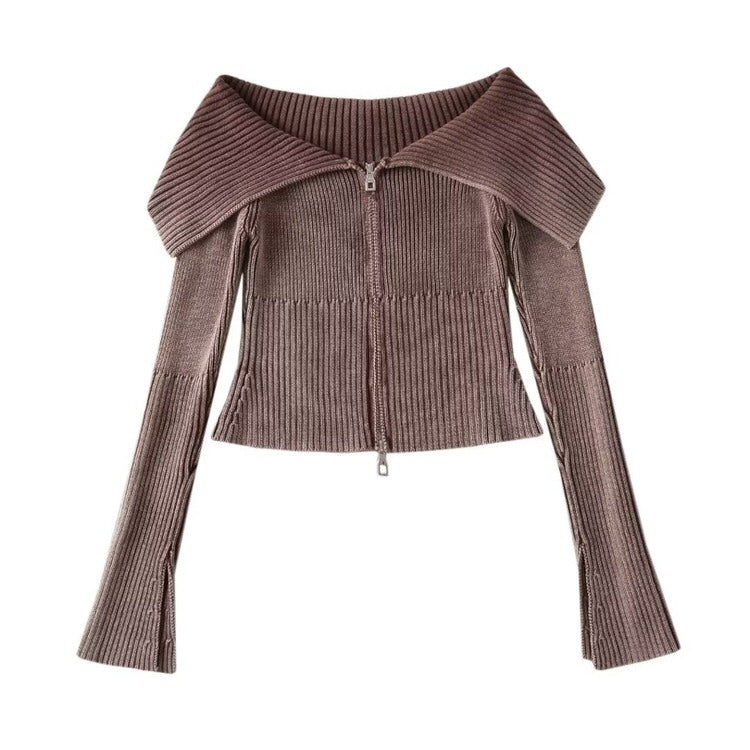 y2k off shoulder zip up top