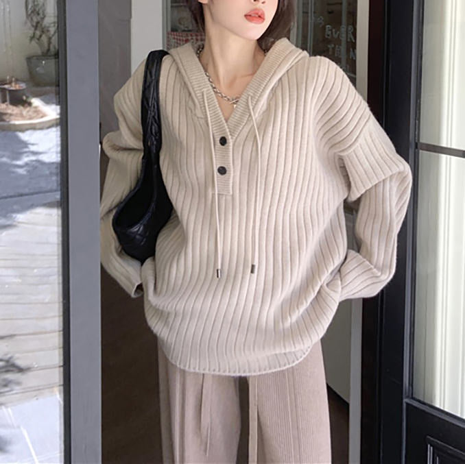 caramel latte knit hoodie