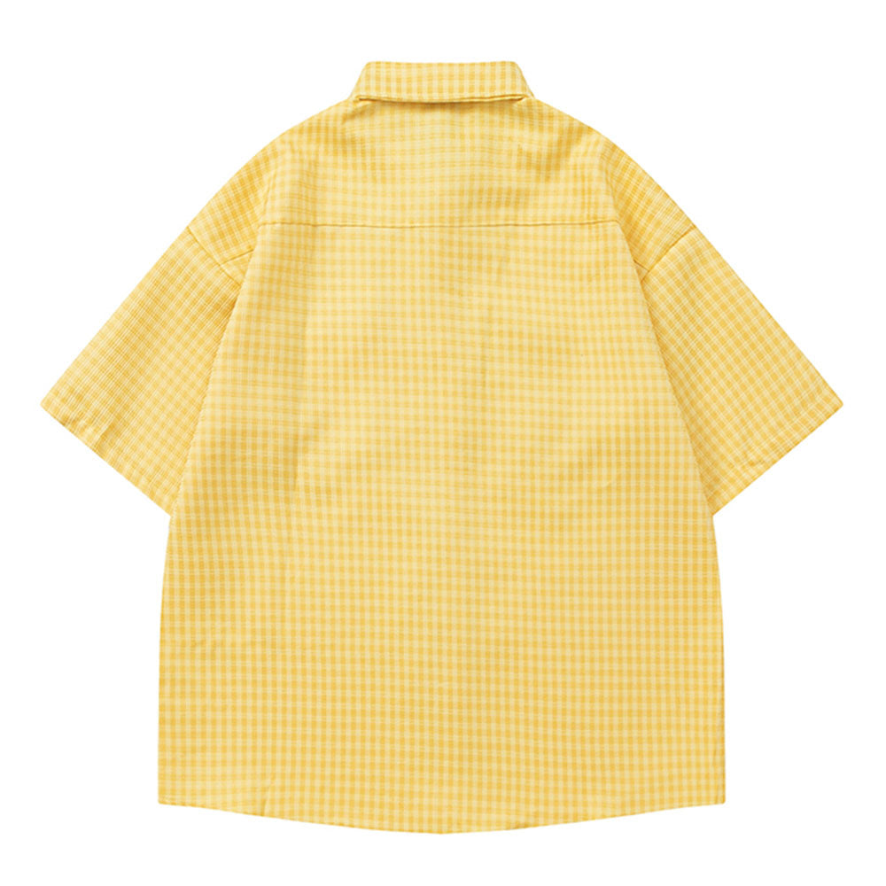 floral embroidery gingham shirt