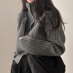 grey ribbed button up jumper boogzel clothing 4.jpg