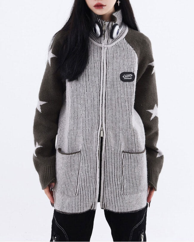 star girl aesthetic zip up sweater